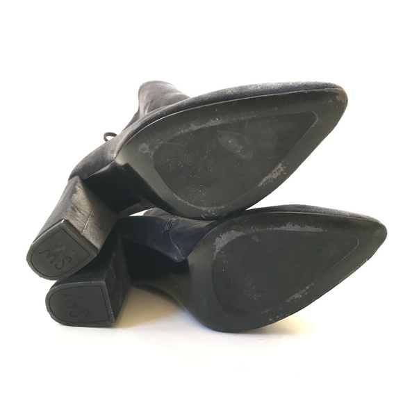 Stuart Weitzman Velvet Grandy Pane Boots Booties Womens 8 Gray Heels Pointed Toe - Picture 11 of 12